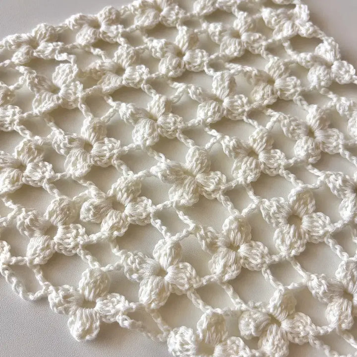 [BUNJANG] Flower Knit Cotton Babushka Bandana Wrap Skirt / 플라워 뜨개코튼 바부슈카 밴대너 랩스커트