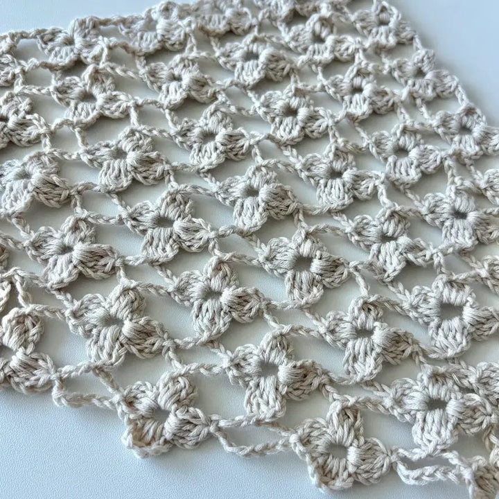 [BUNJANG] Flower Knit Cotton Babushka Bandana Wrap Skirt / 플라워 뜨개코튼 바부슈카 밴대너 랩스커트