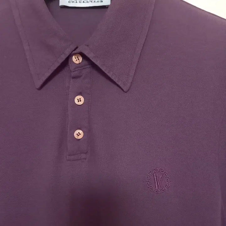 [BUNJANG] Versace Collection Polo Collar T-Shirt Burgundy/Wine / 베르사체 컬렉션 폴로카라티 95~날씬100