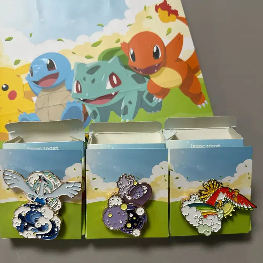 [BUNJANG] Lee Isaac Toast Pokemon Secret Badge Set (Lugia, Ho-Oh, Mewtwo) / 판매) 이삭토스트 포켓몬뱃지 시크릿 3종 일괄 (루기아, 칠색조, 뮤츠)