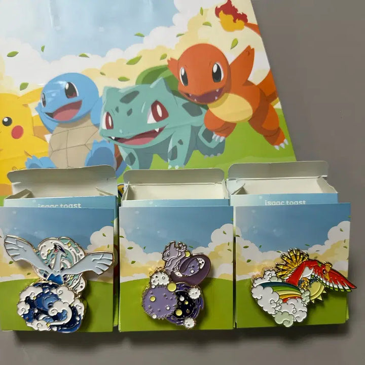 [BUNJANG] Lee Isaac Toast Pokemon Secret Badge Set (Lugia, Ho-Oh, Mewtwo) / 판매) 이삭토스트 포켓몬뱃지 시크릿 3종 일괄 (루기아, 칠색조, 뮤츠)