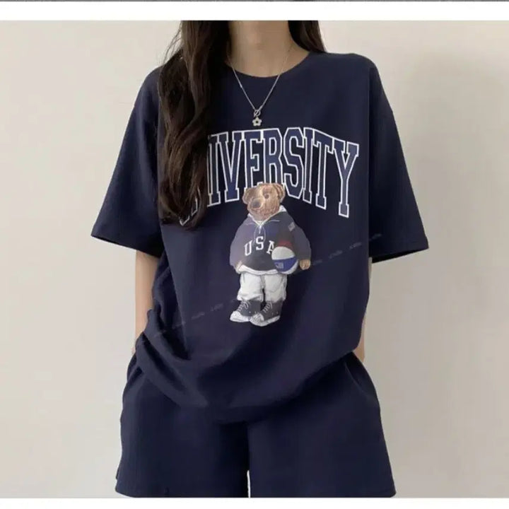 [BUNJANG] Bear Casual Training Short Sleeve Set / 베어 캐주얼 트레이닝 반팔세트 (무료배송)