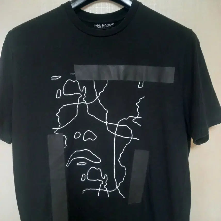 [BUNJANG] Neil Barrett Coated Print Neck T-Shirt Size 95 / 닐바렛 코팅 프린트넥 95