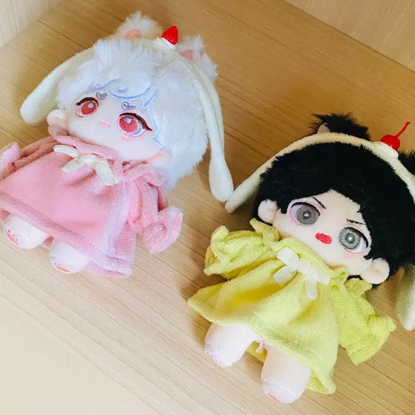 [BUNJANG] 10cm Plush Doll Clothes Set: Melon Soda &amp; Strawberry Cream / 10cm 폭신원피스 인형옷 메론소다 딸기크림 솜인형옷 양도 떨옷 옷장