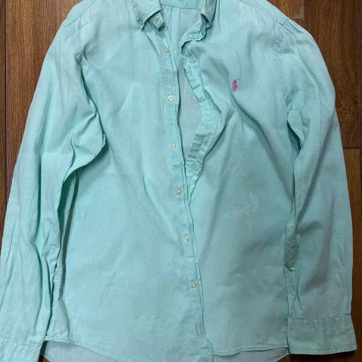[BUNJANG] Polo Ralph Lauren Mint Button-Down Shirt with Pink Logo Accent / 폴로 민트색 셔츠