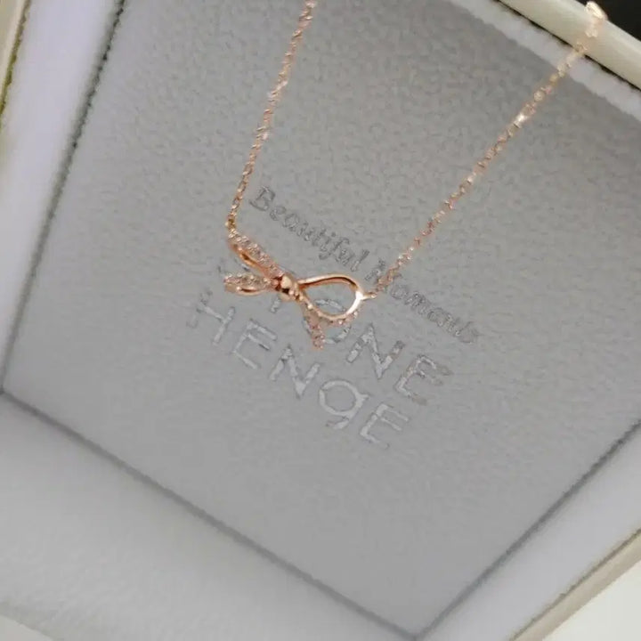 [BUNJANG] 14k Stonehenge Ribbon Pink Gold Necklace / 14k 스톤헨지 리본 핑크골드 목걸이