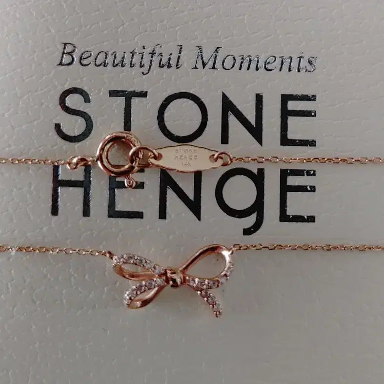 [BUNJANG] 14k Stonehenge Ribbon Pink Gold Necklace / 14k 스톤헨지 리본 핑크골드 목걸이