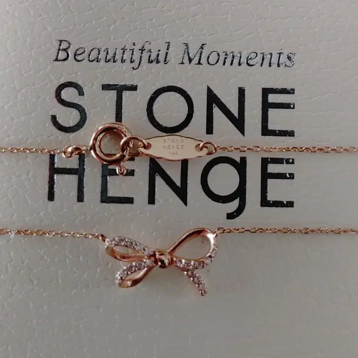[BUNJANG] 14k Stonehenge Ribbon Pink Gold Necklace / 14k 스톤헨지 리본 핑크골드 목걸이
