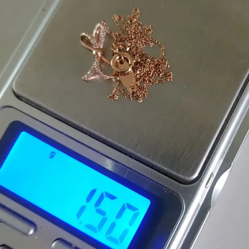 [BUNJANG] 14k Stonehenge Ribbon Pink Gold Necklace / 14k 스톤헨지 리본 핑크골드 목걸이