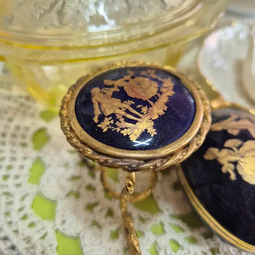 [BUNJANG] Limoges France Turquoise Egg Trinket &amp; Miniature Table Set / 프랑스 리모지 터콰즈 2점 함께