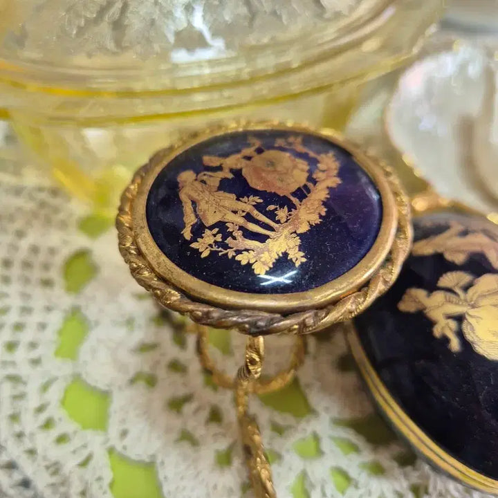 [BUNJANG] Limoges France Turquoise Egg Trinket &amp; Miniature Table Set / 프랑스 리모지 터콰즈 2점 함께