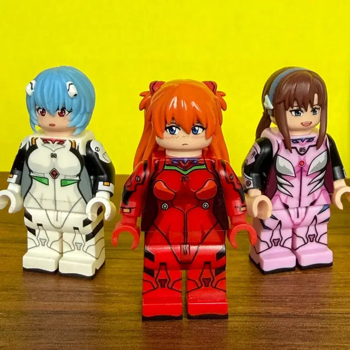 [BUNJANG] Holla Amigo Evangelion Custom LEGO Minifigure Set (Asuka, Rei, Mari) / 홀라아미고 에반게리온 커스텀 레고 미니 피규어 3종(아스카,레이,마리)