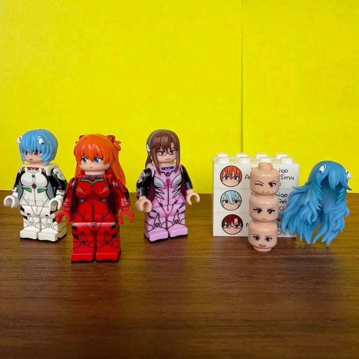 [BUNJANG] Holla Amigo Evangelion Custom LEGO Minifigure Set (Asuka, Rei, Mari) / 홀라아미고 에반게리온 커스텀 레고 미니 피규어 3종(아스카,레이,마리)