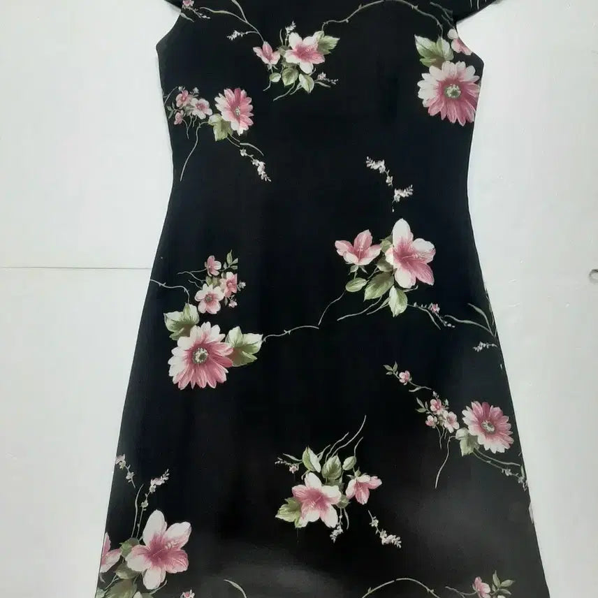 [BUNJANG] Black Flower Pattern Long Dress / 블랙 플라워 패턴 롱원피스(55)