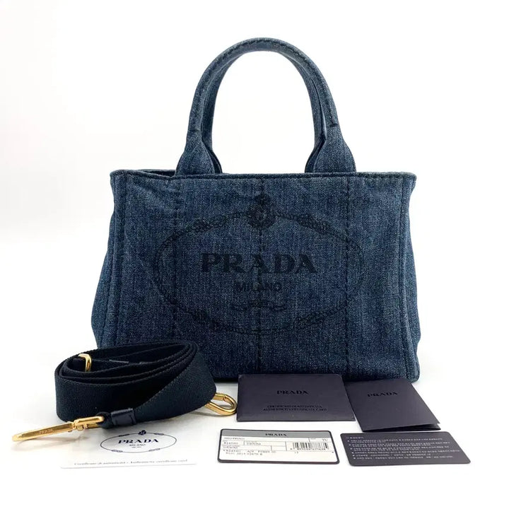 [BUNJANG] Prada Denim Canapa Tote Bag Shoulder Bag 2-Way / [백화점구매] 프라다 데님 카나파 토트백 겸 숄더백 2way b2439g
