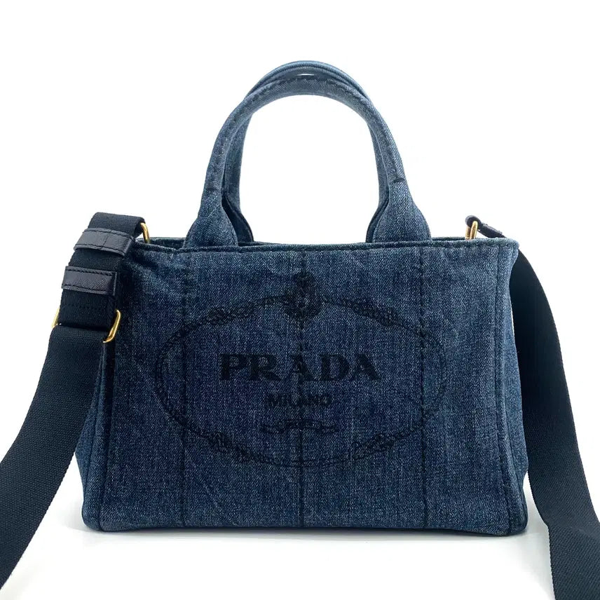 [BUNJANG] Prada Denim Canapa Tote Bag Shoulder Bag 2-Way / [백화점구매] 프라다 데님 카나파 토트백 겸 숄더백 2way b2439g
