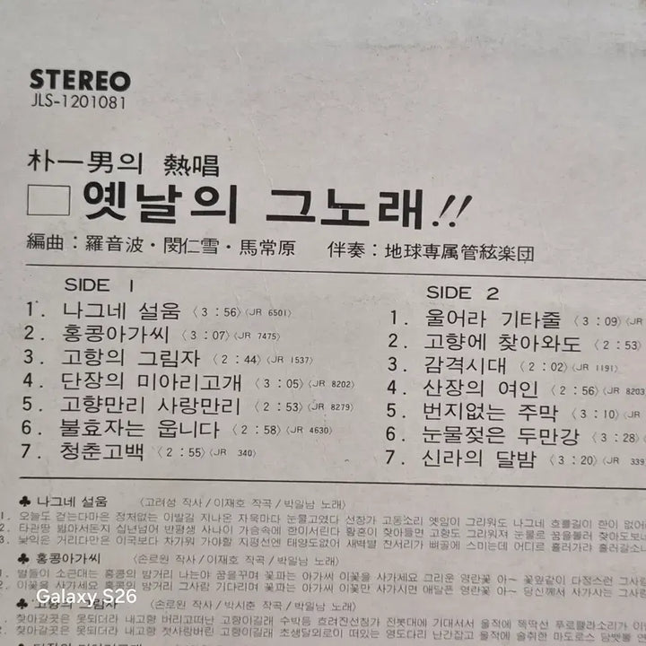 [BUNJANG] Park Il Nam "Yeolchang" Old Songs LP / 박일남 열창 옛날의 노래 LP  5136