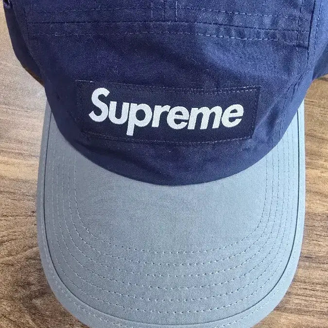 [BUNJANG] Supreme Waxed Cotton Camp Cap Navy FW21 / [새상품]슈프림 왁스드 코튼 캠프캡 네이비 - 21FW