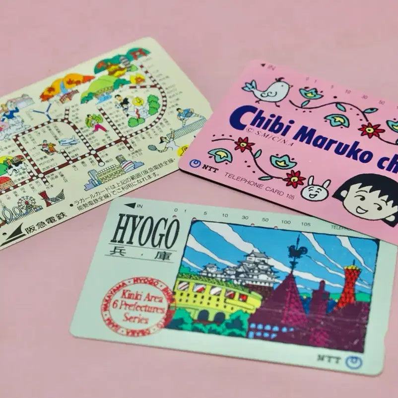 [BUNJANG] Chibi Maruko-chan Telephone Card Set / 치비 마루코짱 텔레폰 카드 105 / 효고현 킨키 지역 3개세트