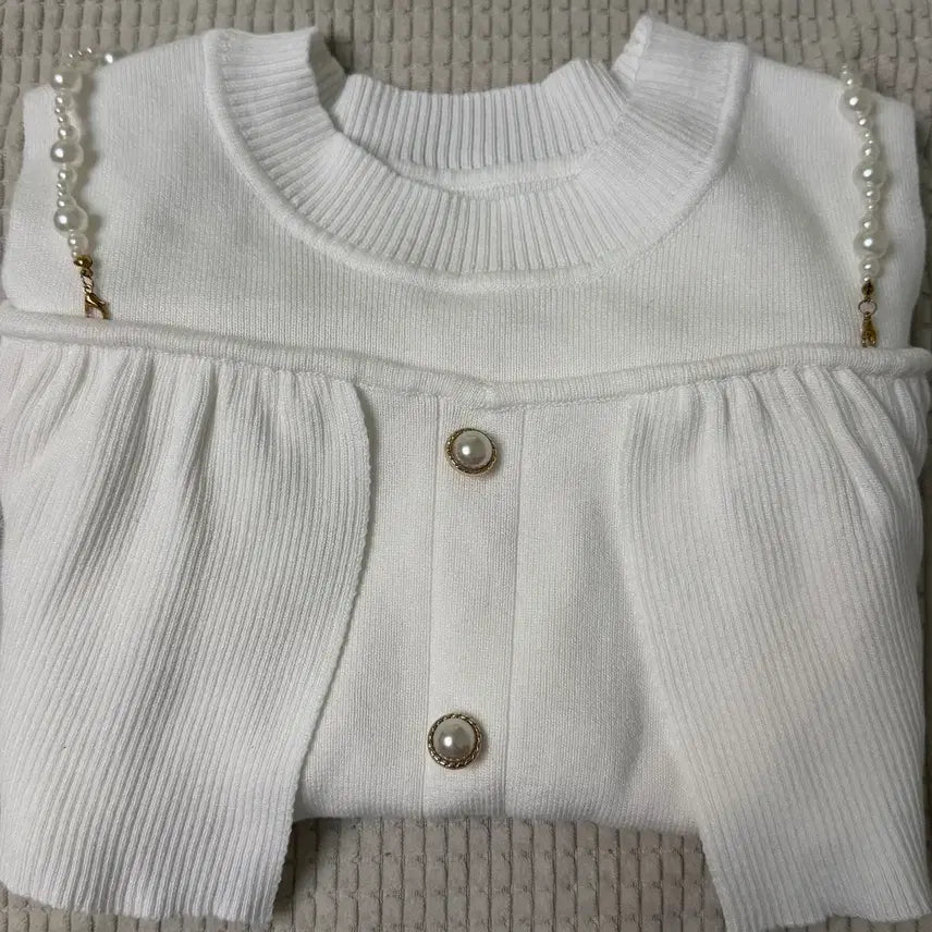 [SOLD OUT] 그레일 펄 스트랩 오프숄더 니트 탑스 아이보리 grl 일브 스나계