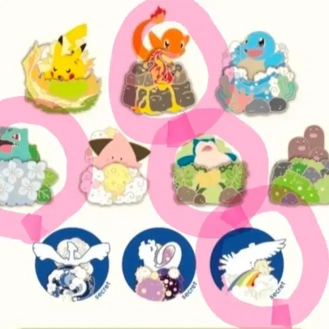 [BUNJANG] Isak Toast Pokemon Badge 6 Types Bundle Set / 이삭토스트 포켓몬 뱃지 4종 일괄