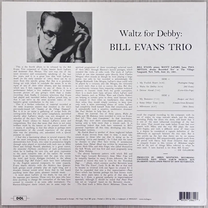 [BUNJANG] Bill Evans Waltz for Debby 180g 45RPM Vinyl LP / 빌에반스 waltz for debby