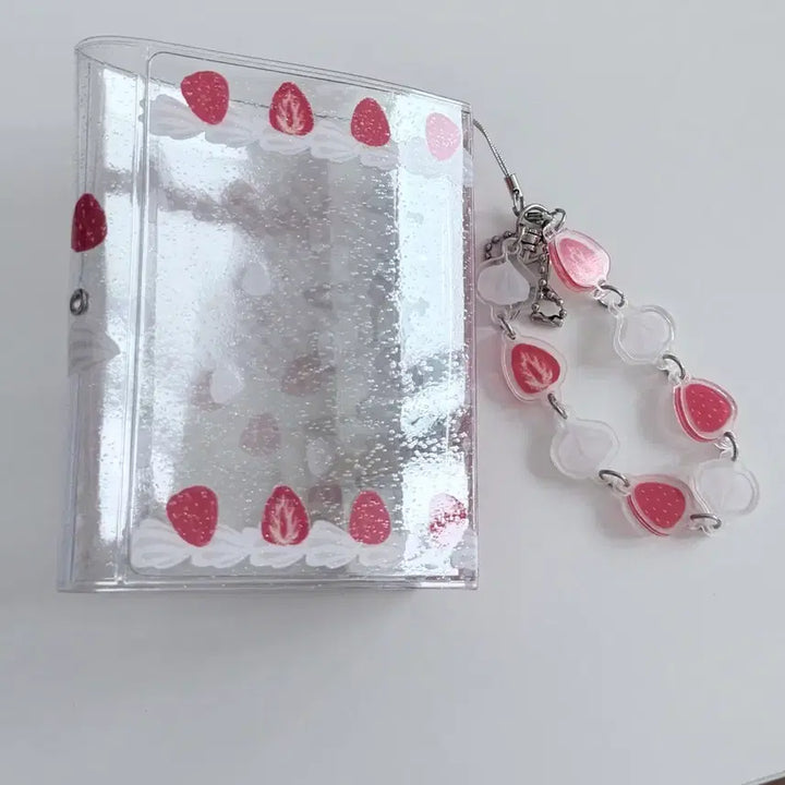 [BUNJANG] Strawberry 6-Ring Diary + Strawberry Cream Keychain Set / 딸기 5공 다이어리+ 딸기생크림 키링