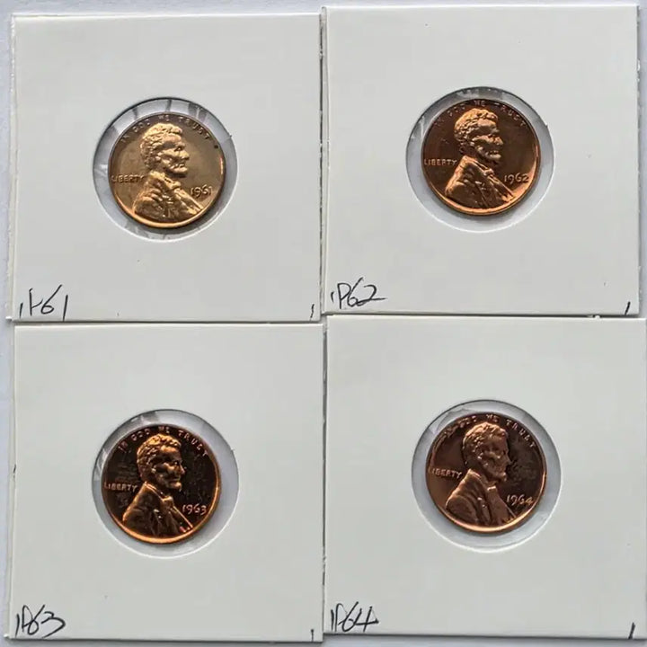 [BUNJANG] Lincoln Cent 1961-1964 Proof Uncirculated 4-Coin Set / 링컨 1센트 1961~1964년도 푸르프 미사용 4종 페니
