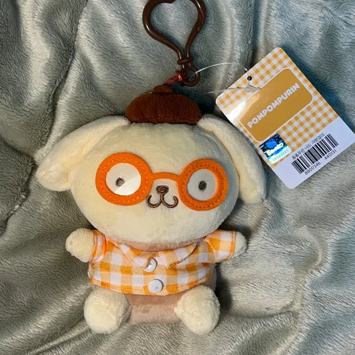 [BUNJANG] Sanrio Pompompurin Nerd Glasses Costume Keychain / 택0,새상품) 산리오 폼폼푸린 너드 안경 코스튬 키링