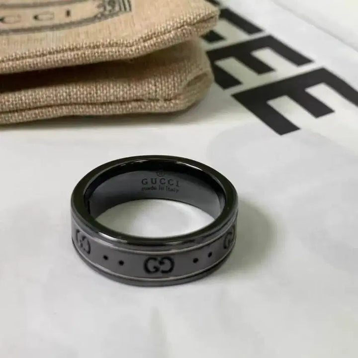[BUNJANG] Gucci Ceramic White Gold Line Ring / 구찌 세라믹 반지 화이트 골드 라인
