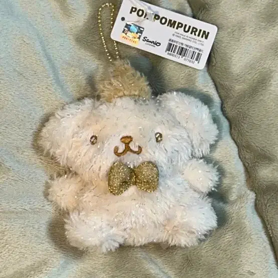[BUNJANG] Sanrio Pompompurin Pearl Gold Ribbon Keyring / 택0,새상품) 산리오 폼폼푸린 펄 골드 키링