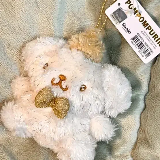 [BUNJANG] Sanrio Pompompurin Pearl Gold Ribbon Keyring / 택0,새상품) 산리오 폼폼푸린 펄 골드 키링