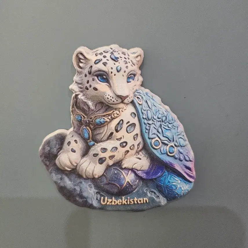 [BUNJANG] Uzbekistan Snow Leopard Refrigerator Magnet / 우즈베키스탄 설표 장식품  냉장고마그넷 냉장고자석 호랑이자석