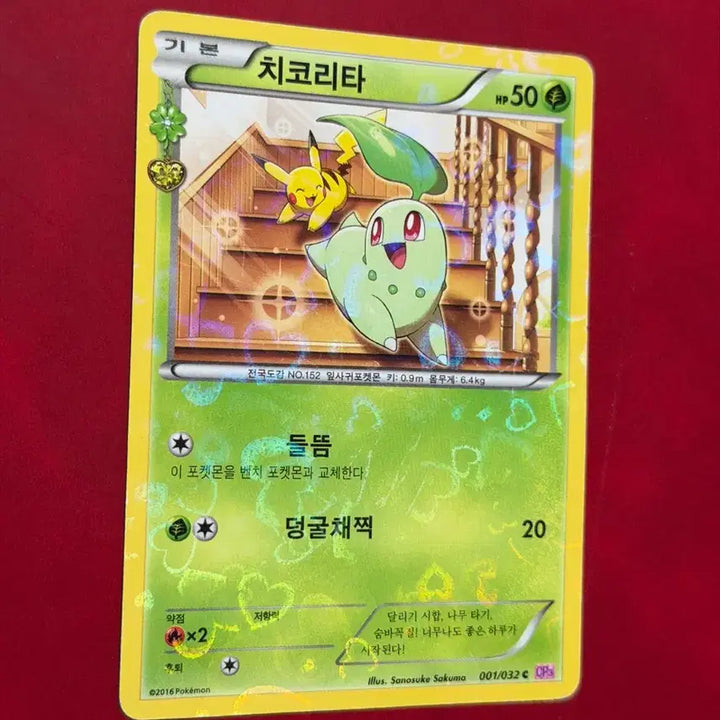[BUNJANG] Pokemon Card Chikorita (Pikachu) CP3 / 귀여운 포켓몬 카드 심쿵 치코리타(피카츄) CP3