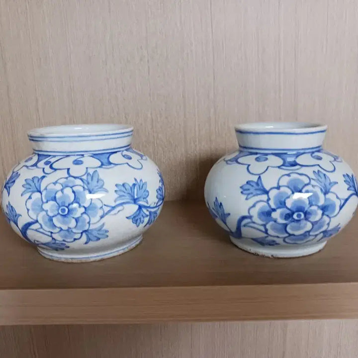 [BUNJANG] Blue-and-White Porcelain Peony Vase Set / 청화백자 목단문 호     장작가마  도자기