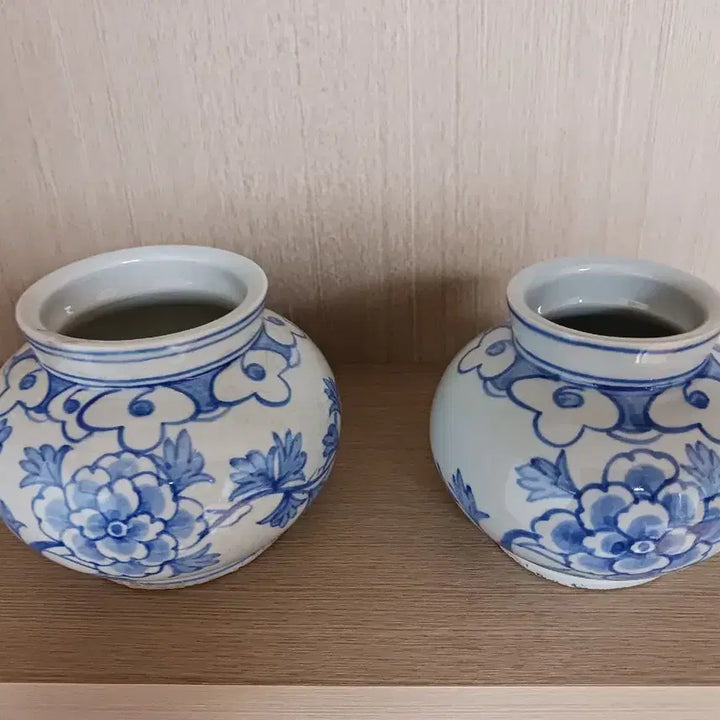 [BUNJANG] Blue-and-White Porcelain Peony Vase Set / 청화백자 목단문 호     장작가마  도자기