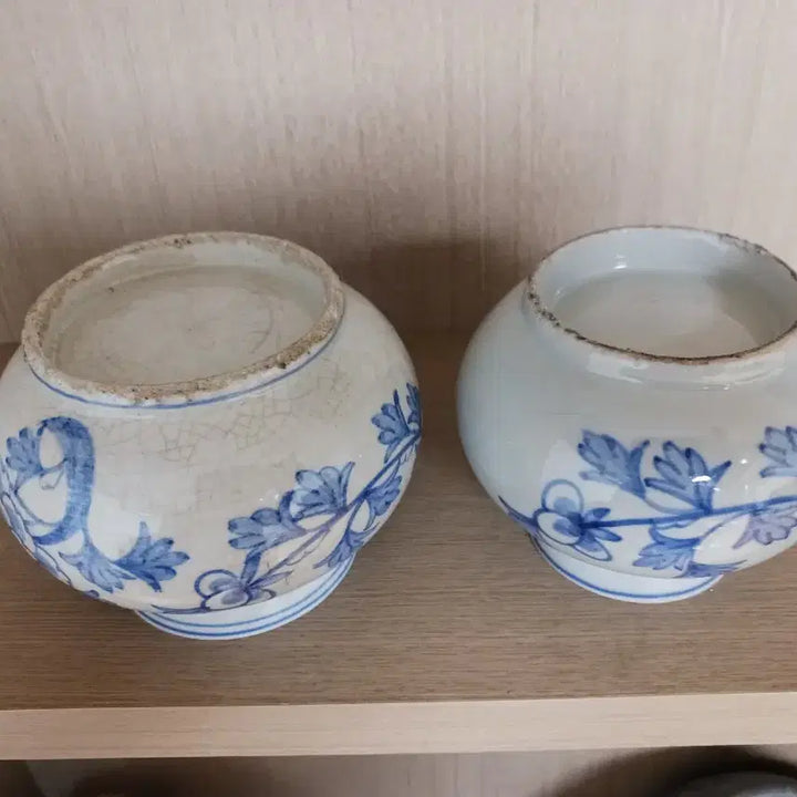 [BUNJANG] Blue-and-White Porcelain Peony Vase Set / 청화백자 목단문 호     장작가마  도자기