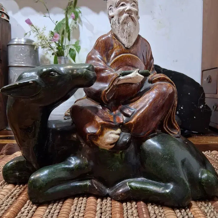 [BUNJANG] Antique Celadon Porcelain Figure (Laozi?) / 오래랜 골동의  인물상(노자?)도자기