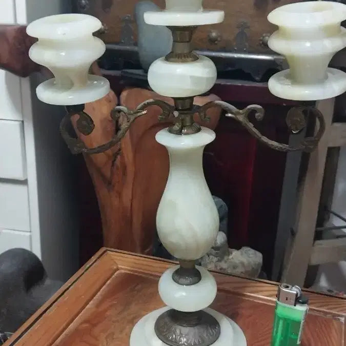 [BUNJANG] Jade 3-Light Candelabra Lamp / 옥으로 만든 촛대 3구 조명등