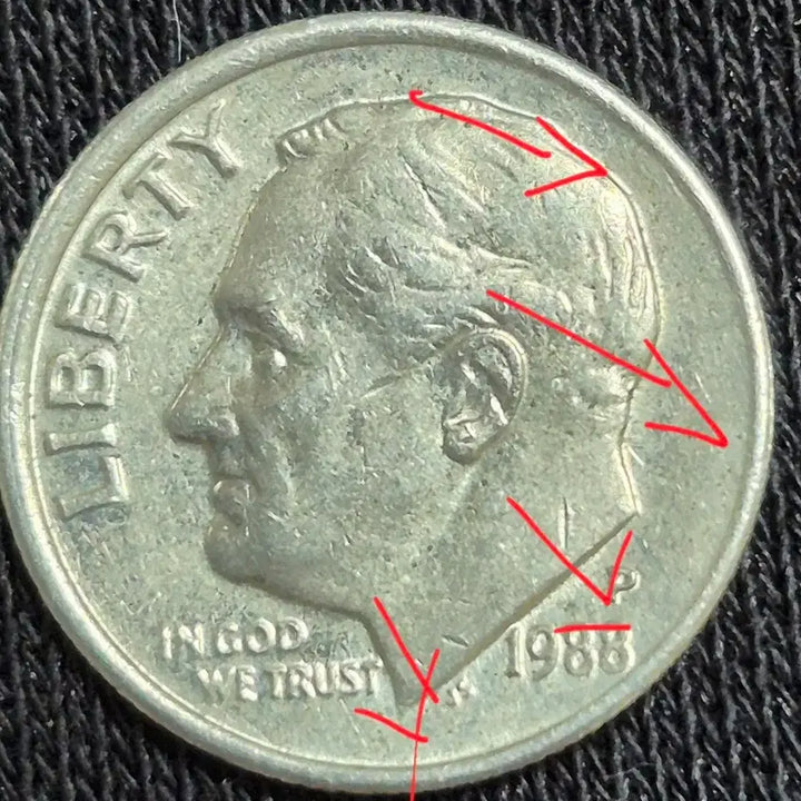 [BUNJANG] 1988 P Mint Off-Center Planchet Error Coin / 1988년 p10센트. 오프 센터 주조 에러 동전
