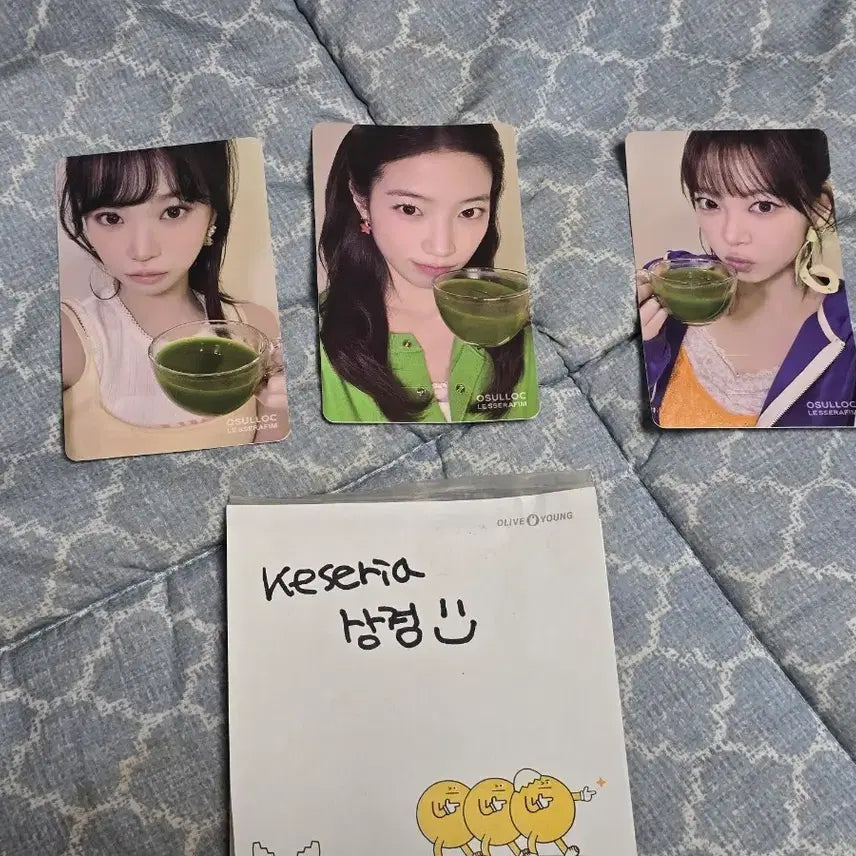 [BUNJANG] LE SSERAFIM Osulloc Sticker Photocard - Chaewon, Sakura, Eunchae / 르세라핌 오설록 스티커 포카 채원 즈하 은채
