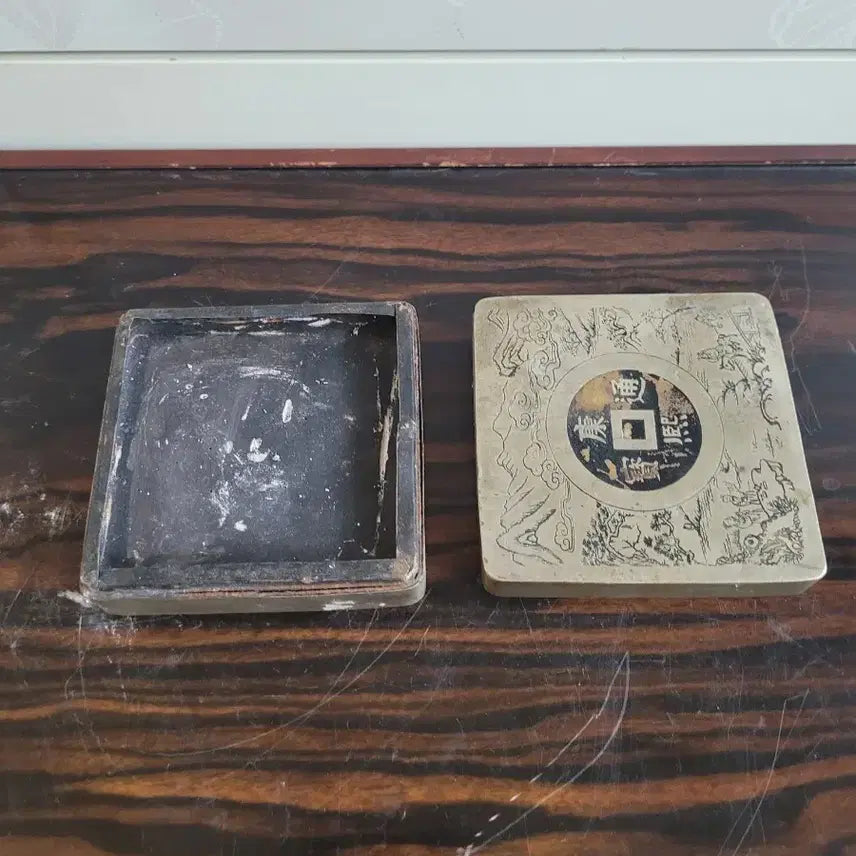 [BUNJANG] Brass Inkstone Box with Engraved Pattern / 백동 먹통 함