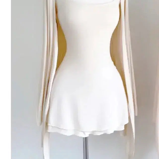 [BUNJANG] Soonneu Tangle Bong Bong Flare Dress Cardigan Set / 순느 탱글봉봉플레어나시원피스가디건세트