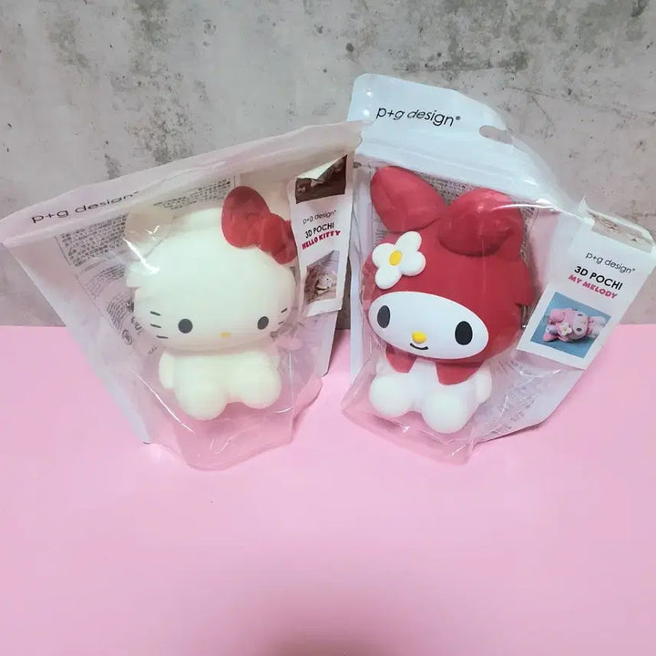 [BUNJANG] Sanrio 3D Silicone Coin Pouch - Kitty &amp; My Melody Set / 산리오 3D 실리콘 파우치 가마구치 키티 마이멜로디
