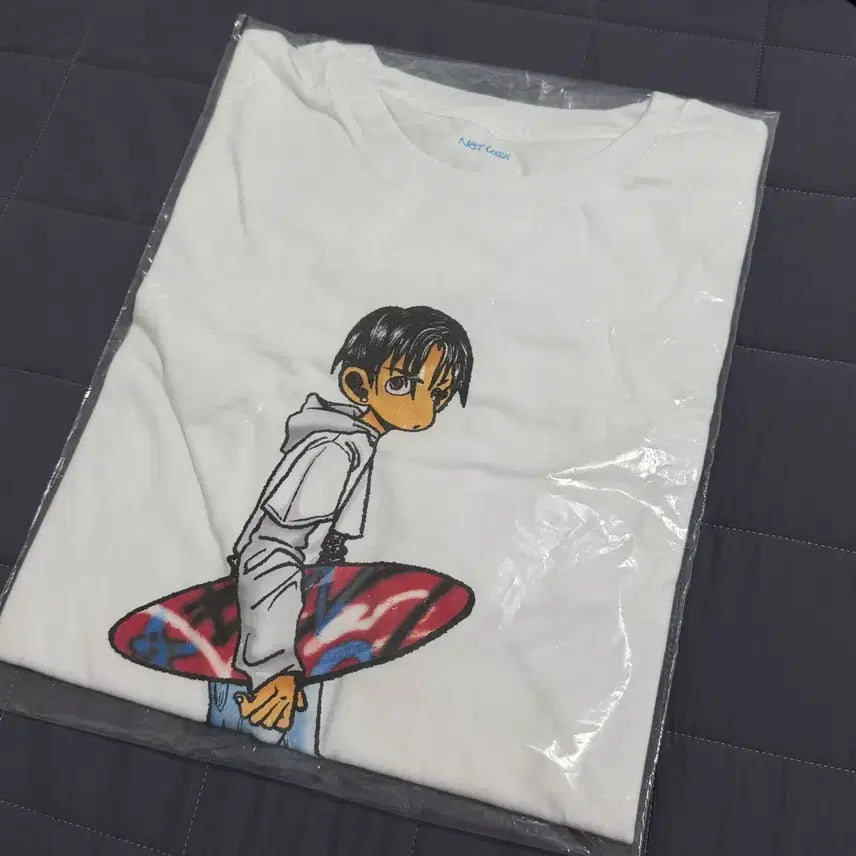 [BUNJANG] NCT WISH Riku Color Popup Surprise Illustration T-Shirt - Size L / 엔시티 위시 리쿠 컬러 팝업 서프 일러스트 반팔 티셔츠 L 사이즈