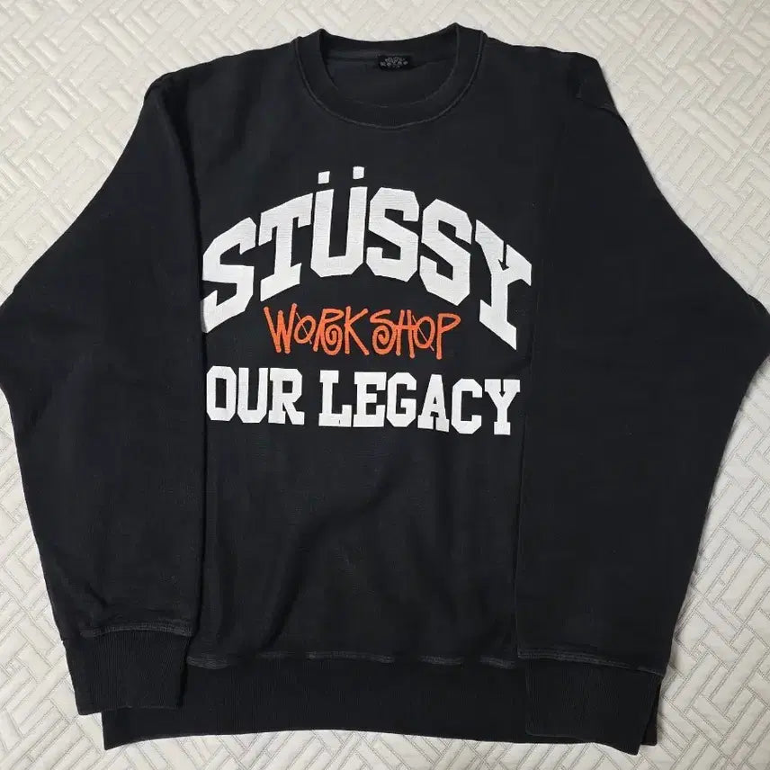[BUNJANG] Stussy x Our Legacy Workshop Collegiate Crewneck Sweatshirt Black M / 스투시 x 아워레가시 워크샵 컬리지에이트 크루넥 블랙 M