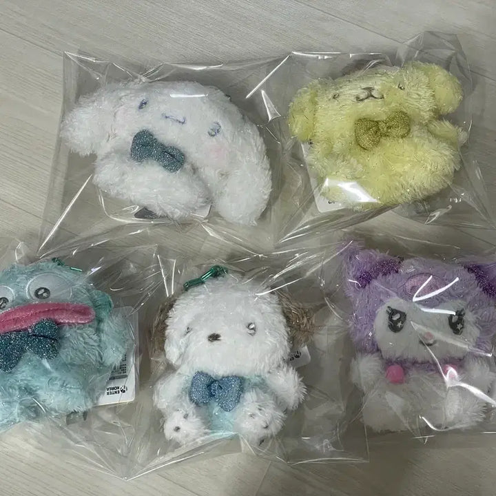 [BUNJANG] Sanrio Glitter Pastel Keyring Set (Cinnamoroll, Pompompurin, Hangyodon, Pochacco, Kuromi) / (5종세트)산리오반짝파스텔 시나모롤 폼폼푸린 한교동 포차코 쿠로미 키링