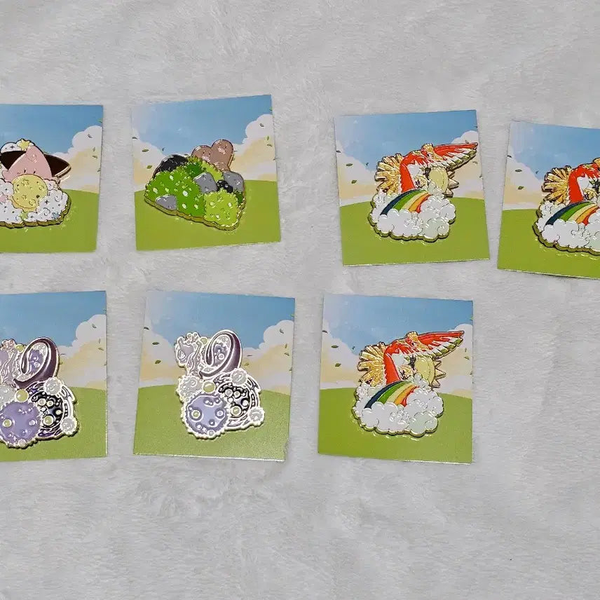 [BUNJANG] Leezak Toast Pokémon Badge Set - Pi, Diglett, Ho-Oh, Mewtwo / 이삭토스트 포켓몬 뱃지 삐 닥트리오 디그다 칠색조 뮤츠 시크릿 굿즈