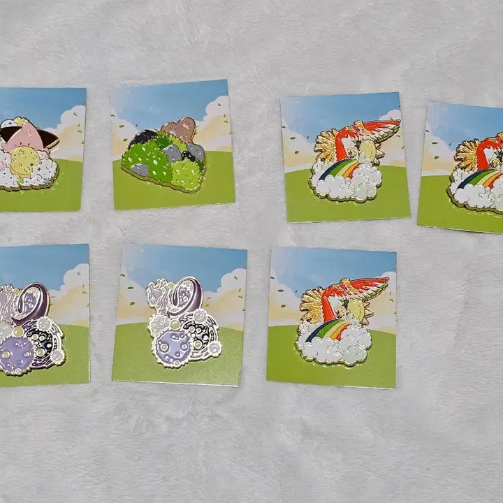 [BUNJANG] Leezak Toast Pokémon Badge Set - Pi, Diglett, Ho-Oh, Mewtwo / 이삭토스트 포켓몬 뱃지 삐 닥트리오 디그다 칠색조 뮤츠 시크릿 굿즈