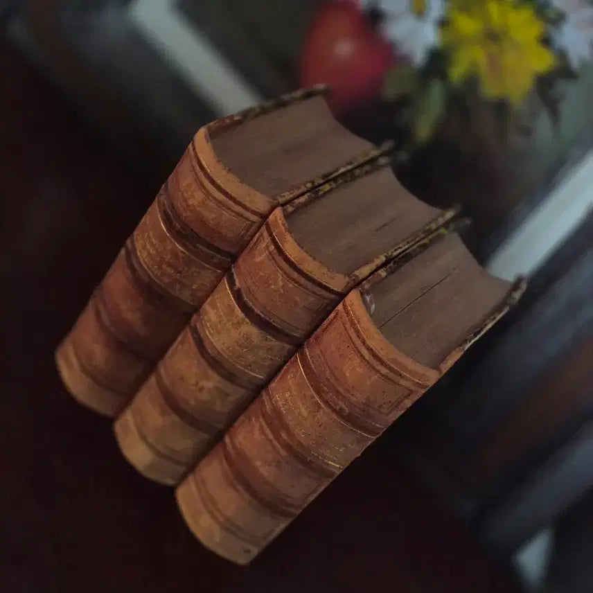 [BUNJANG] Antique Mini Leather Books (Set of 3) / 19세기 이탈리아 문학 앤틱 미니북 3권